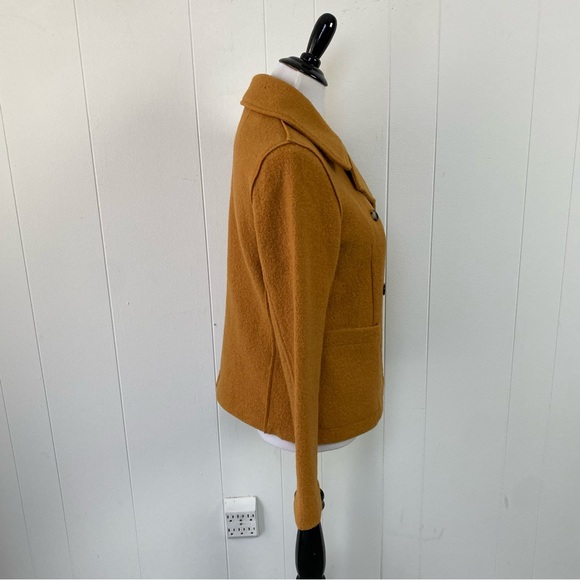 J Crew Womens Italian Boiled Wool Double Breasted Peacoat Jacket Yellow Size 4 - Picture 3 of 13
